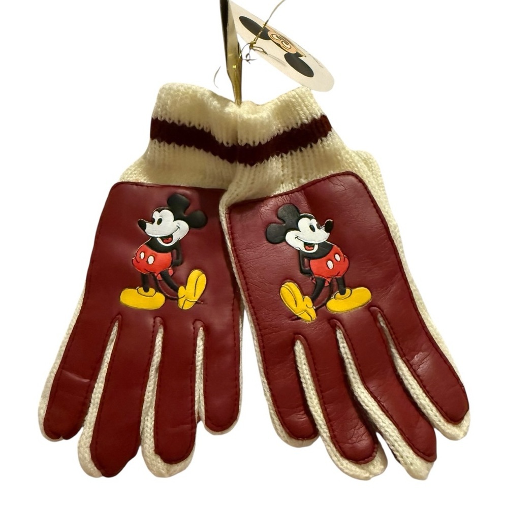 Vintage Mickey Mouse Children’s Gloves – Walt Disney Productions NWT Cream Knit - Picture 2 of 4